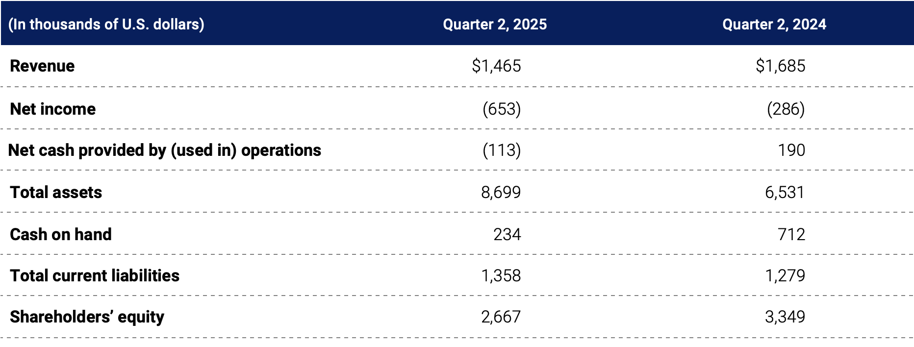 Q2 2025 results table