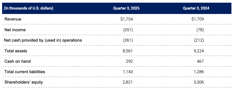 Q3 2025 results table